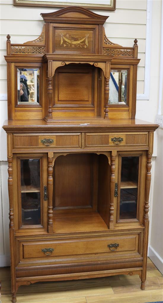 A late Victorian walnut side cabinet, Gillows of Lancaster, W.97cm